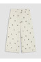 Lcw Kids Ecru Patterned Girls' Capri Pants