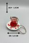 Tea Cup Keychain Miniature Gift, Bag Charm Ornament, Silver Color Keychain Ring, Tea Lover - 4