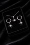 Women's Silver Color Zircon Stone Pole Star Necklace and Earring Set