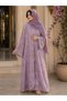 Purple hand embroidery party wear Abaya&Hijab - 2
