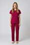 Women's Fuchsia Heart Ribbed Short Sleeve Pajama Set - 2