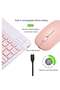 Ultra-Slim Bluetooth Keyboard and Mouse Combo Rechargeable Portable Wireless Set for iPad iPhone Samsung (Pink) - 5