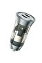 Dual USB-C 60W Fast Car Charger Adapter – All-Metal Build with Transparent Shell, Smart Power Distribution