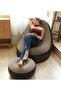 Thickened flocking inflatable sofa, lazy sofa bed footstool set, outdoor foldable air cushion recliner - 3