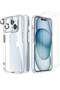 [5 in 1] Designed for iPhone 15 Clear Case with Screen Protector[2 Pack] +Camera Lens Protec