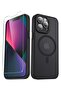 iPhone 13 Pro Max Case - Matte Magnetic Phone Case with Screen Protector, Magsafe Compatible, Black