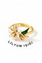 Women's Design Enamel Lily Flower Ring Hand-Painted Adjustable Gold Color Jewelry