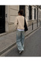 Women's Crew Neck Oversize Basic Knitwear Sweater - 3