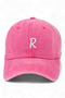 R Lettered Pink Embroidered Washable Vintage Unisex Hat