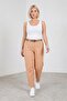 Women's Beige Summer High Waist Denim Trousers with Special Belt