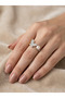 Women's Zircon Stone Pearl Butterfly Model Ring - 3