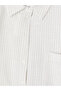 Vizyon New Season Beige Striped Oversize Women's Shirt - 6