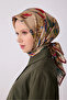 Twill Silk Patterned Scarf 4320D Floral Pattern 82-Camel-Multicolor