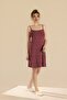 Women's Viscose Small Floral Printed Thin Strap Home Dress 9307 Claret Red