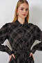 Women's Buttoned Long Hijab Dress 1548 - D. Black - 2