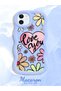 iPhone 12 Compatible Case Camera Protector Blue Silicone Couple Phone Case Floral Pattern - 2