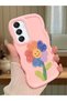 Samsung Galaxy A16 Compatible Case Camera Protector Pink Silicone Couple Phone Case Floral Pattern