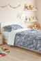Blue Geometric Young Room Single Pique Set - Gray Minimal 160X220 cm Quilted Bedspread - 4