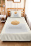 Minimal Geometric Young Room Single Pique Set - Beige Gray Modern 160X220 cm Bedspread - 6