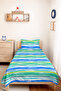 Blue Striped Modern Young Room Single Pique Set-Turquoise Green 160X220Cm Quilted Bedspread - 6