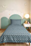 Blue Geometric Youth Room Single Pique Set-White Nordic 160X220 cm Quilted Bedspread - 4