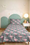 Flamingo Pink Young Room Single Pique Set - Tropical Gray 160X220 cm Quilted Bedspread - 2