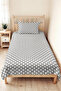 Gray Geometric Modern Young Room Single Pique Set - Minimal 160X220 cm Quilted Bedspread - 5