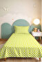 Yellow Geometric Modern Young Room Single Pique Set - Minimal 160X220 cm Quilted Bedspread - 4
