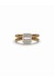Gold Baguette Stone Square Zircon Adjustable Women's Ring - 3