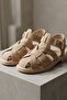 Denis Women's Beige Suede Ankle Strap Buckle Casual Sandals - 2