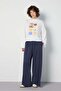 Women's Premium Modal Fabric Loose Cut Trousers Navy Blue 31062