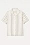 100% Cotton Boxy Fit Apaş Collar Short Sleeve Striped White Shirt G4138Ax26Sm