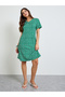 Green Polka Dot Print Knee-Length Dress - 2