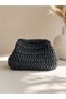 Black Straw Bag |   Hand Knitted Clutch Women's Handbag |   Handmade 20X30 cm - 3