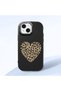 iPhone 15 Compatible Case with Camera Protector Black Silicone Couple Phone Case with Heart Pattern