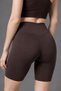 Women's Brown High Waist Slimming Flexible Short Leggings - 5