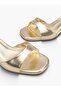 Adaline Gold Metallic Thin Low Heel Ankle Strap Sandals - 8