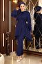 Feather Detailed Suit Indigo 19131 - 4