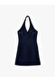 Button Detail Halter Neck Sleeveless Mini Dress with Metal Accessories - 6