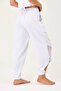 Women's White Linen Mesh Detailed Bohemian Pinterest Style Shalwar Trousers - 3
