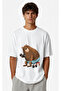 Weightlifting Bear Printed Oversize T-Shirt - 2