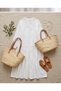 Women's Resort Wear V-Neck Linen Loose Dress - 2