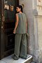 Women's V-Neck Sleeveless Blouse Pants Modal Touch Woven Set - 5
