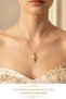 Stone Detailed Yellow Tone Steel Necklace with Cute Character Figures - 7