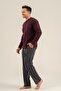 Men's Purple Buttoned Collar Long Sleeve Pajama Set Ar3836-S-V1 - 7
