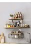 CozyNest 4Pcs Floating Wall Shelves, Rustic Wood and Metal Wall-Mounted Storage Racks with Mesh Guard, Multi-Layer Design, Natural Wood Color, Large & Deep Shelves for Bedroom, Bathroom, Kitchen, Livi - 2