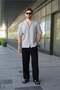 Painted Gray Overfit Striped Jacquard Men's Shirt E6770 - 5