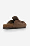 Women's Genuine Leather Eva Sole Closed Front Sabo Daily Slippers Solevu Brown Suede - 7