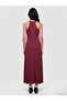 Lcw Vision Burgundy V-Neck A-Line Modal Blend Dress - 4