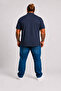 Men's Large Size Single Jersey Polo T-Shirt with Stand Collar 26400 Navy Blue - 3